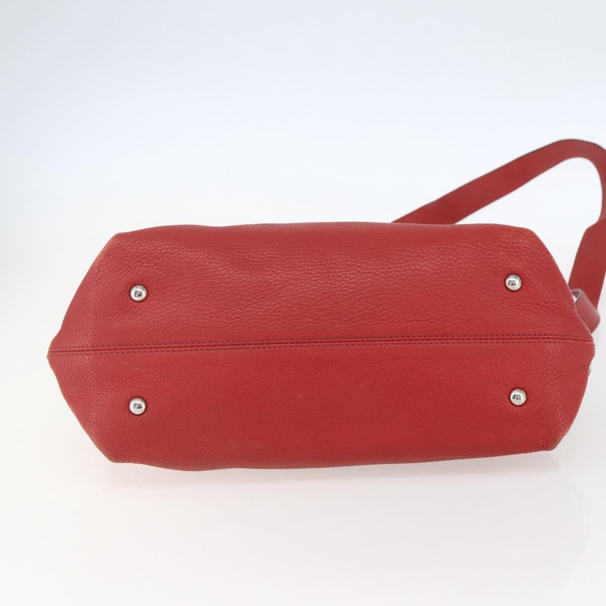 Salvatore Ferragamo Sofia Satchel Grainy Leather Red Leather Handbag (Pre-Owned)
