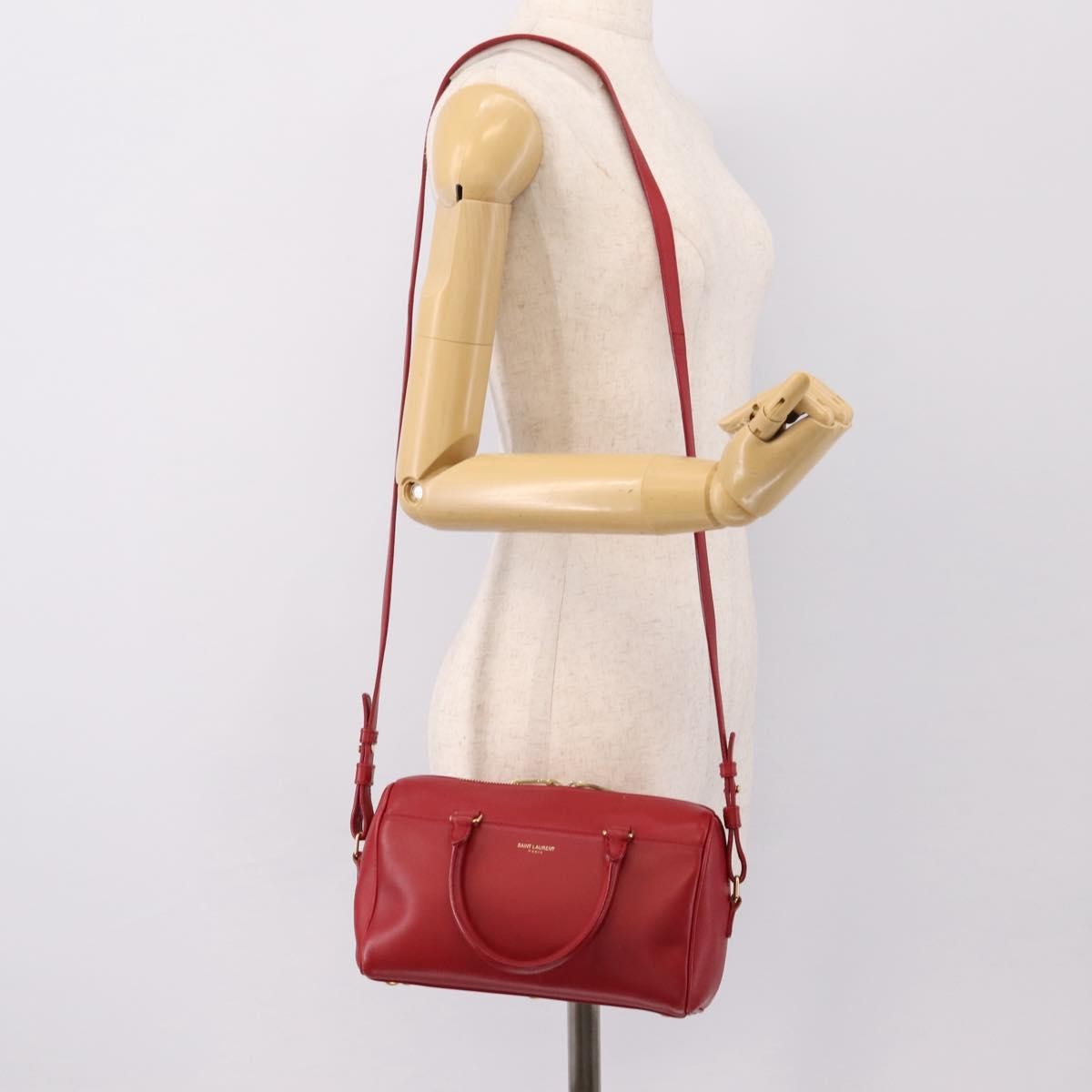 Saint Laurent Classic Baby Duffle Leather Red Leather Handbag (Pre-Owned)
