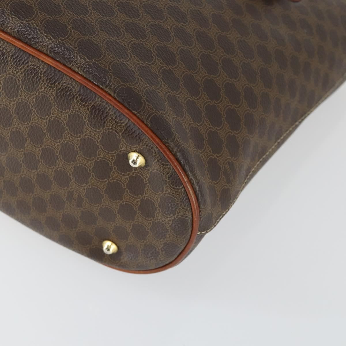 Celine Vintage Macadam Canvas And Leather Brown Canvas Handbag (Pre-Owned)