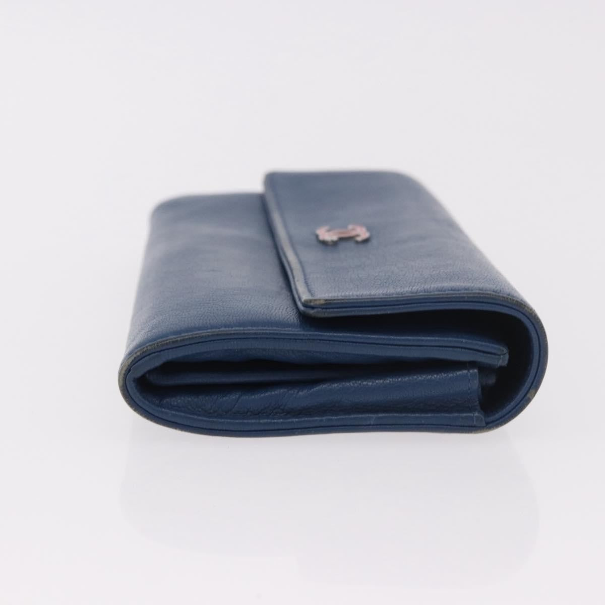 Chanel Lucky Clover Long Flap Wallet Leather Blue Leather Wallets Accessory (Pre-Owned)