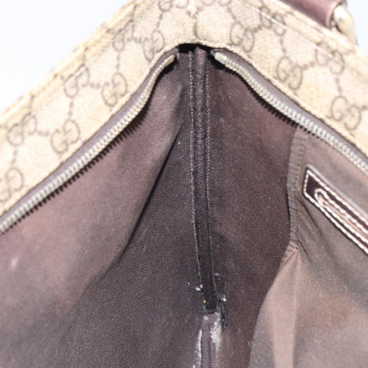 Gucci Zip Top Messenger Gg Coated Canvas Beige Pvc Shoulder Bag Bag (Pre-Owned)