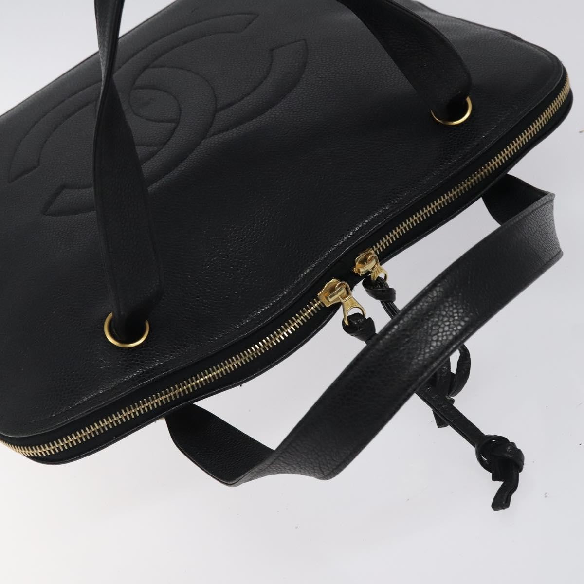 Chanel Vintage Cc Dome Caviar Black Calfskin Handbag (Pre-Owned)