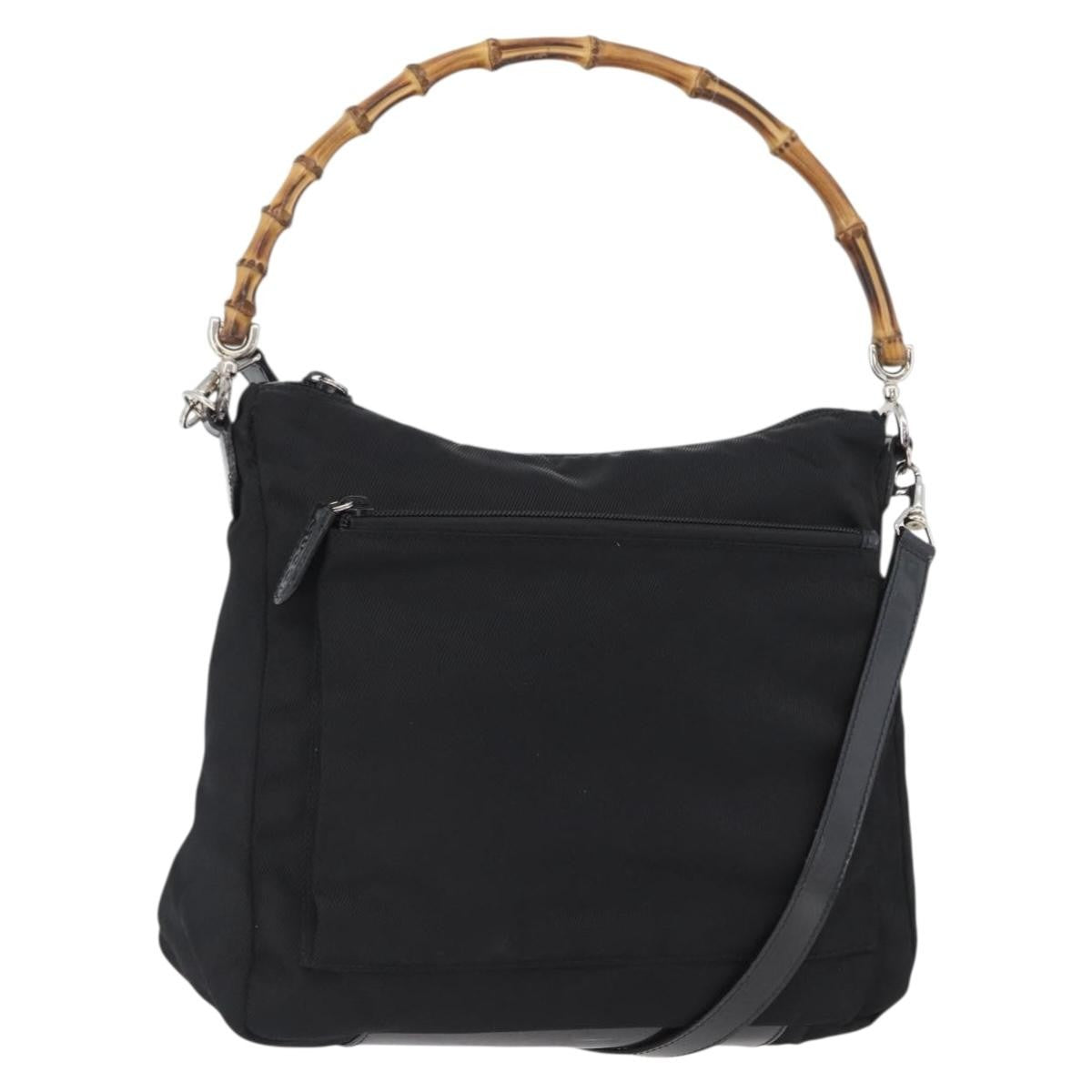 Gucci Vintage Bamboo Shoulder Nylon Black Nylon Shoulder Bag Bag (Pre-Owned)