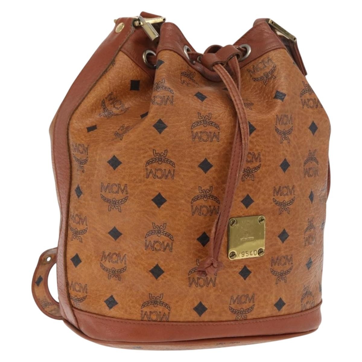 MCM Visetos Canvas And Leather Brown Canvas Shoulder Bag Bag (Pre-Owned)