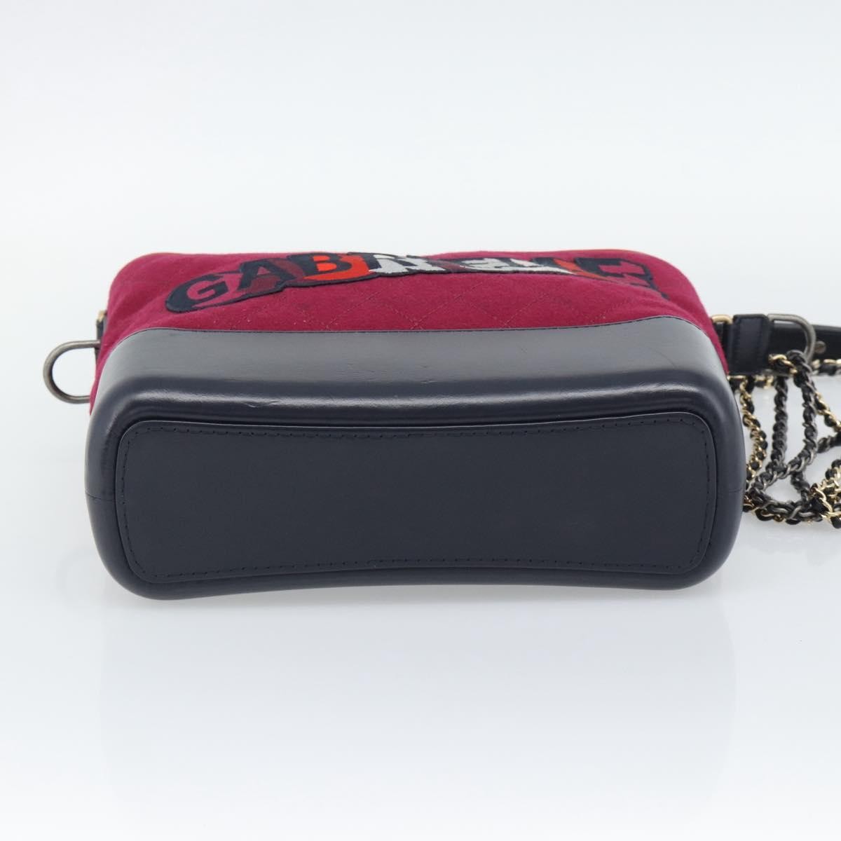 Chanel Gabrielle Logo Hobo Tweed And Calfskin Red Canvas Shoulder Bag Bag (Pre-Owned)