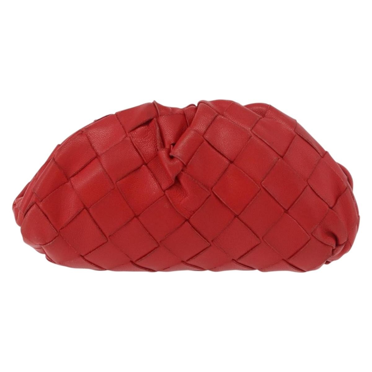 Bottega Veneta The Pouch Coin Purse Intrecciato Nappa Red Leather Clutche & Pouche Bag (Pre-Owned)