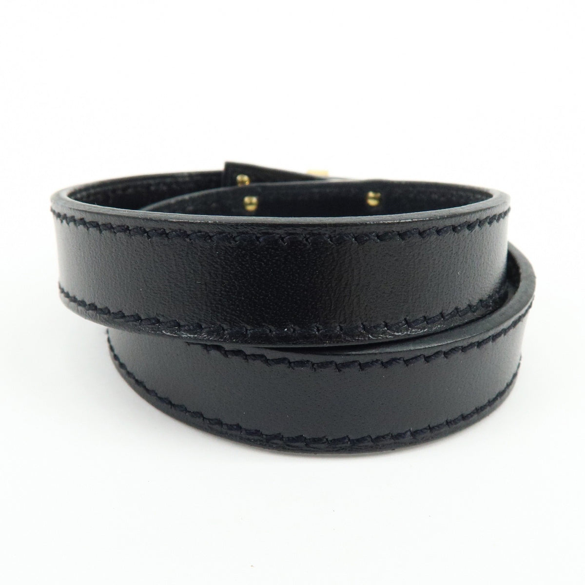 Hermes Kelly Double Tour Leather Black Leather Bracelet Jewelry (Pre-Owned)