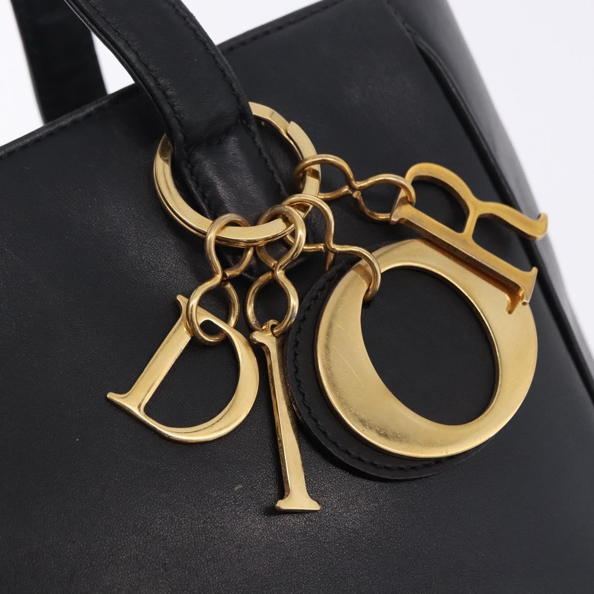 Christian Dior Vintage Tote Leather Black Leather Tote Bag Bag (Pre-Owned)