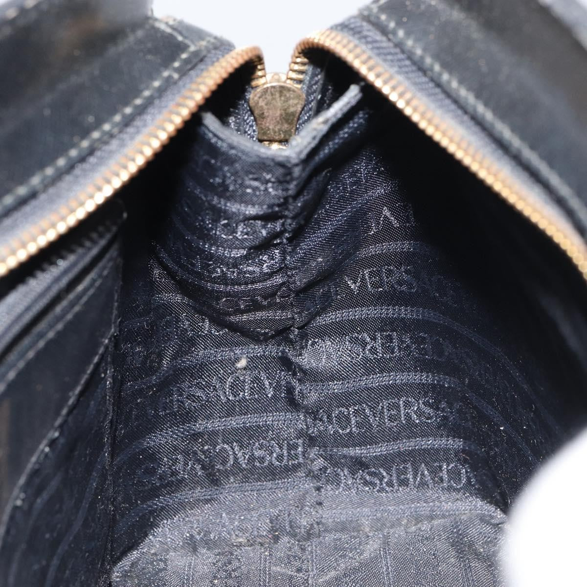 Versace Vintage Leather Black Leather Handbag (Pre-Owned)