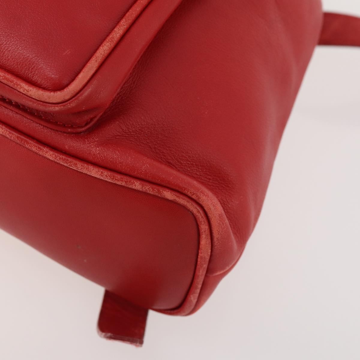 Gucci Vintage Bamboo Leather Red Leather Backpack Bag (Pre-Owned)