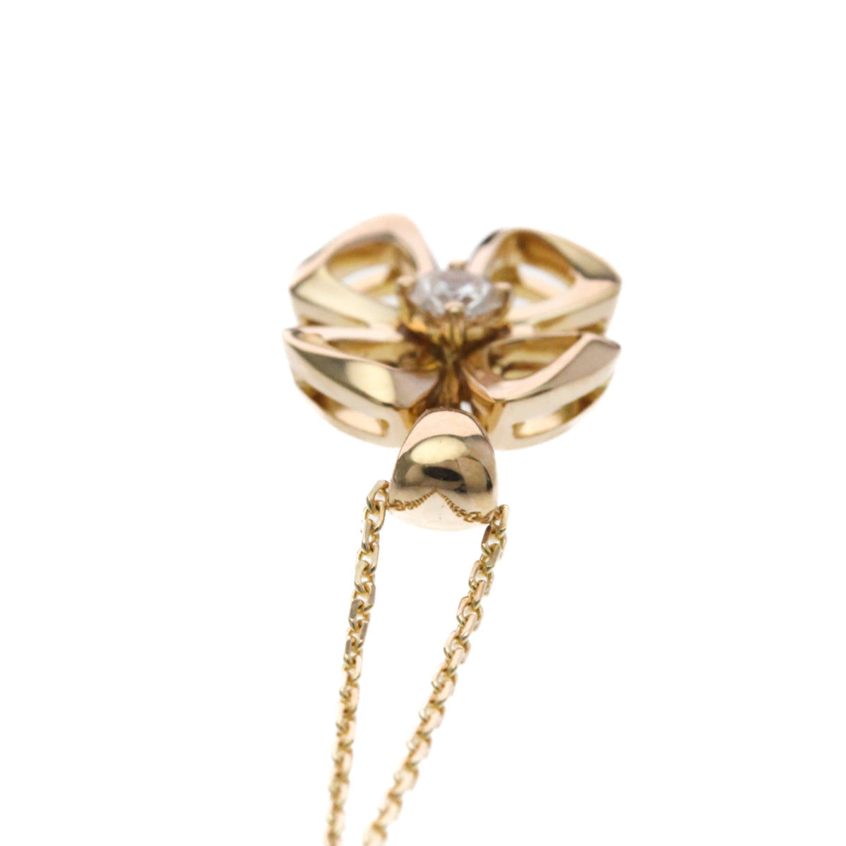 Bvlgari Fiorever Pendant 18K Rose Gold With Ruby And Diamonds Gold Pink_Gold Necklace Jewelry (Pre-Owned)