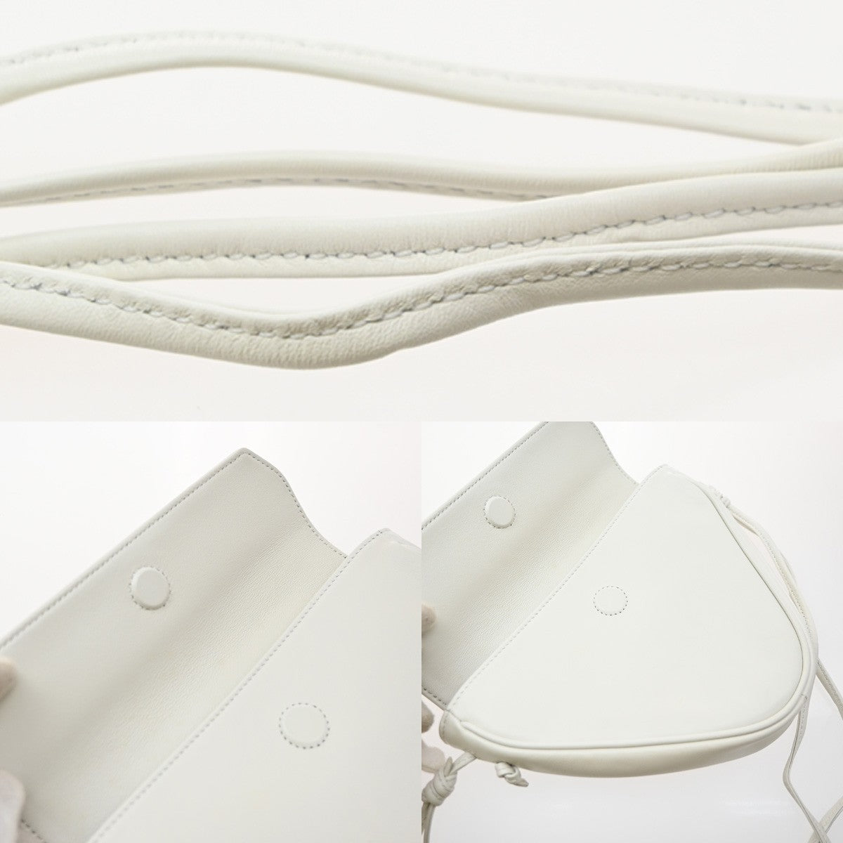Celine Triangle Leather White Leather Shoulder Bag Bag (Pre-Owned)
