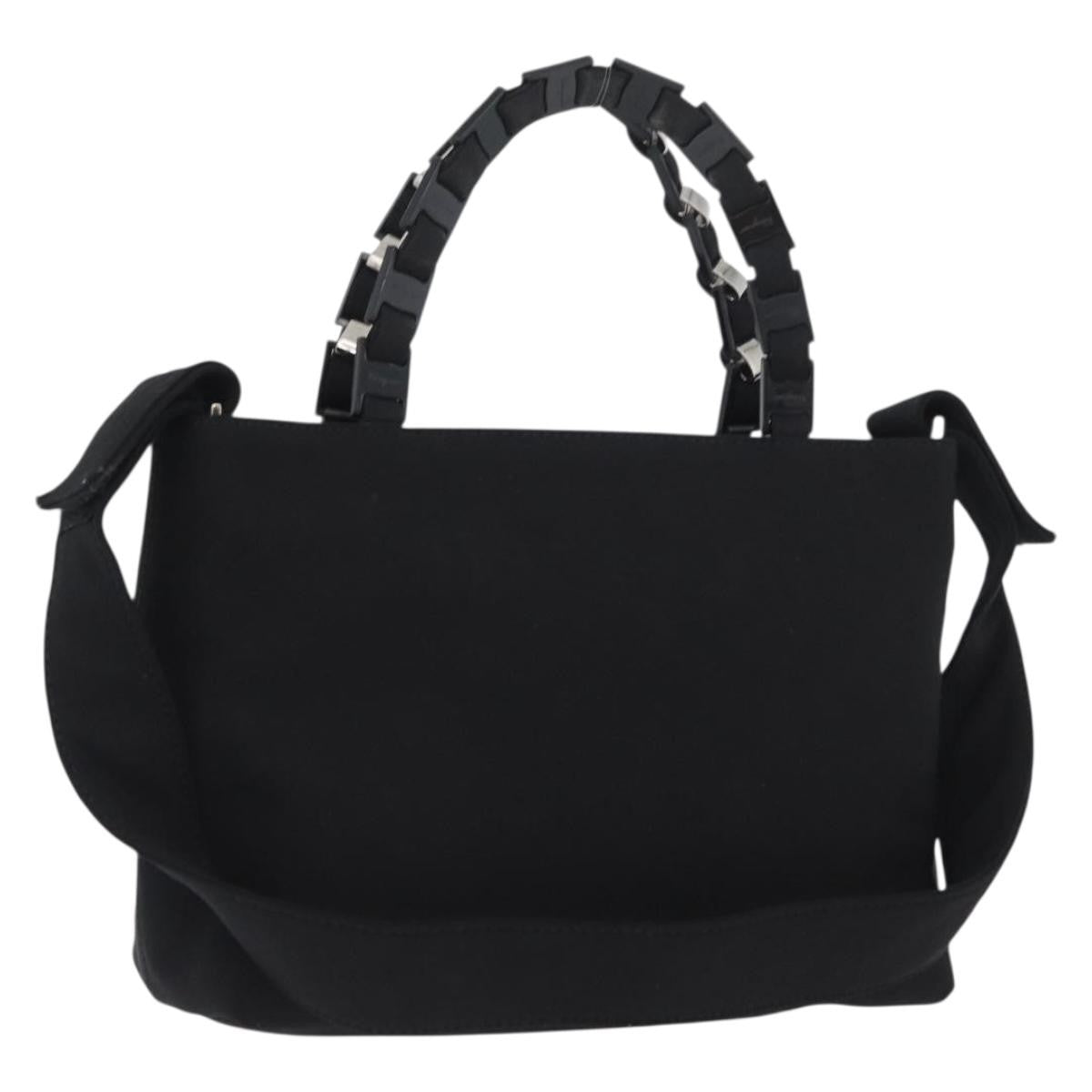 Salvatore Ferragamo Vintage Canvas Black Canvas Handbag (Pre-Owned)