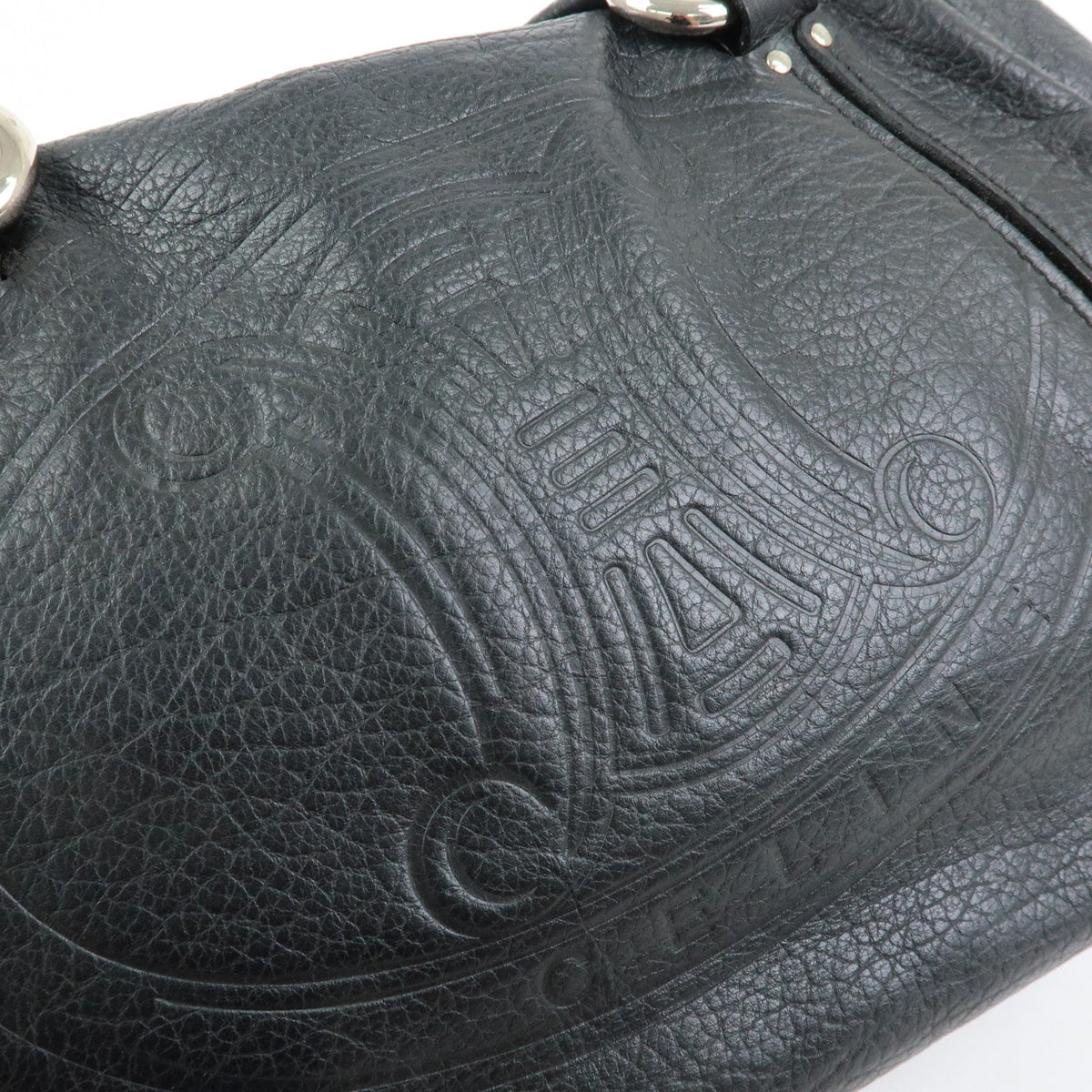 Celine Macadam Leather Black Leather Tote Bag Bag (Pre-Owned)