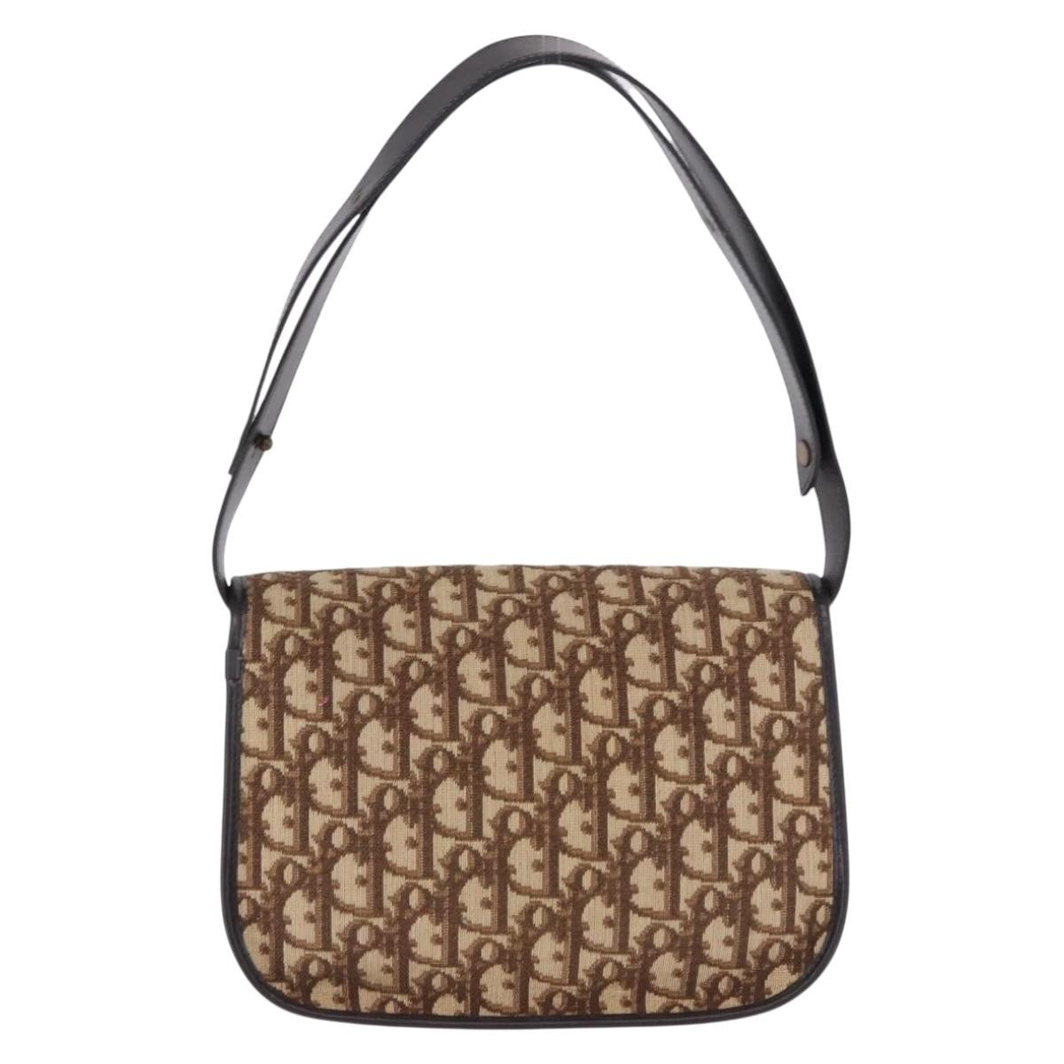 Christian Dior Trotter Shoulder Bag Sequins Beige Canvas Shoulder Bag Bag (Pre-Owned)