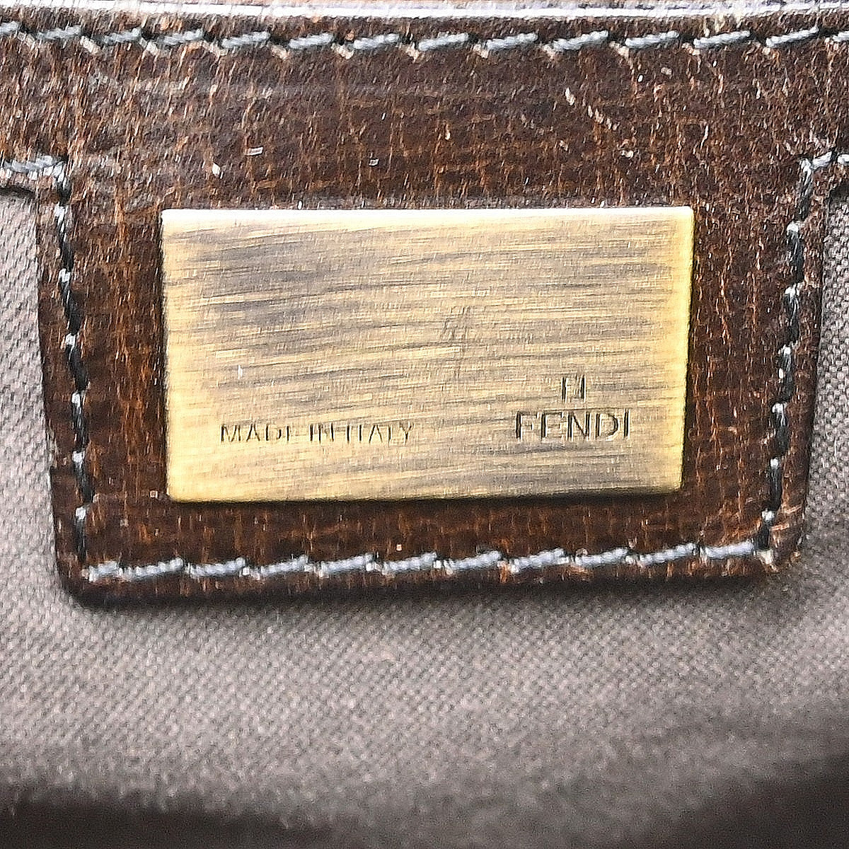 Fendi Handbag Canvas Brown Leather Handbag (Pre-Owned)