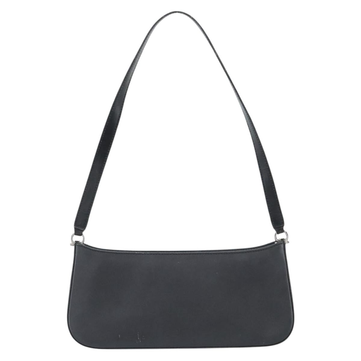 Salvatore Ferragamo Gancini Leather Black Leather Shoulder Bag Bag (Pre-Owned)