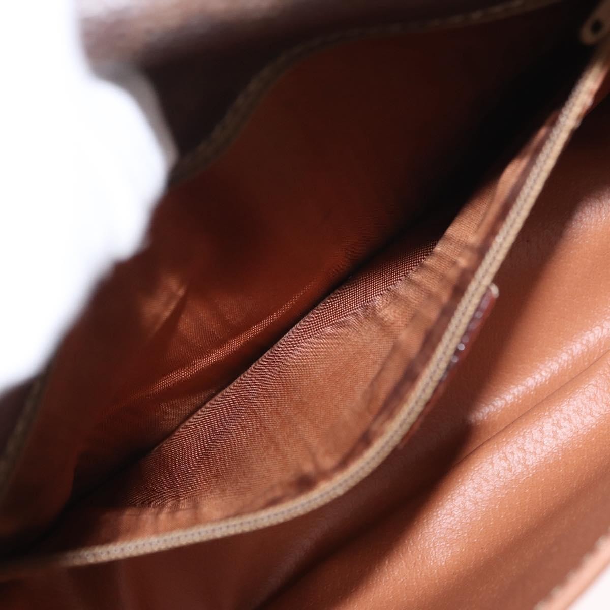 Celine Vintage Macadam Circle Logo Canvas And Leather Brown Canvas Shoulder Bag Bag (Pre-Owned)