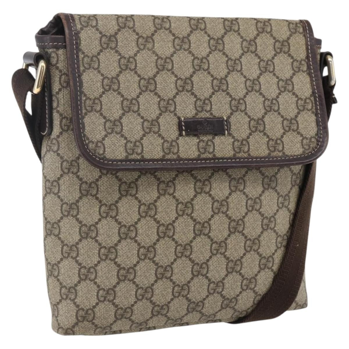 Gucci Flap Messenger Gg Coated Canvas Beige Canvas Shoulder Bag Bag (Pre-Owned)