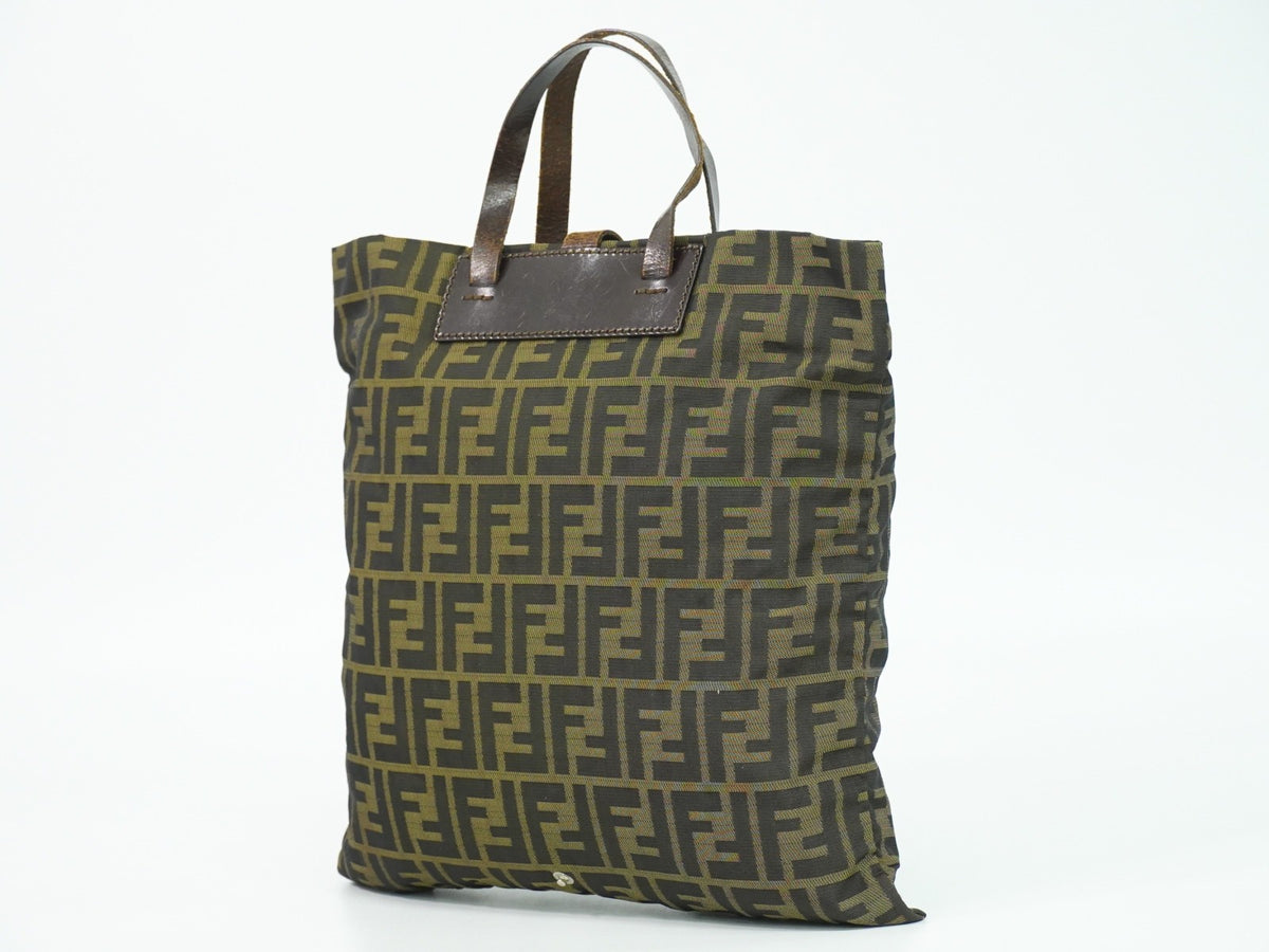 Fendi Convertible Zucca Canvas Brown Canvas Tote Bag Bag (Pre-Owned)