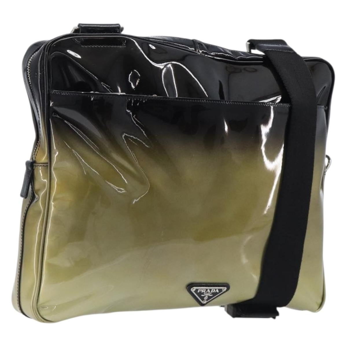 Prada Shoulder Bag Patent Leather Green Patent_Leather Shoulder Bag Bag (Pre-Owned)