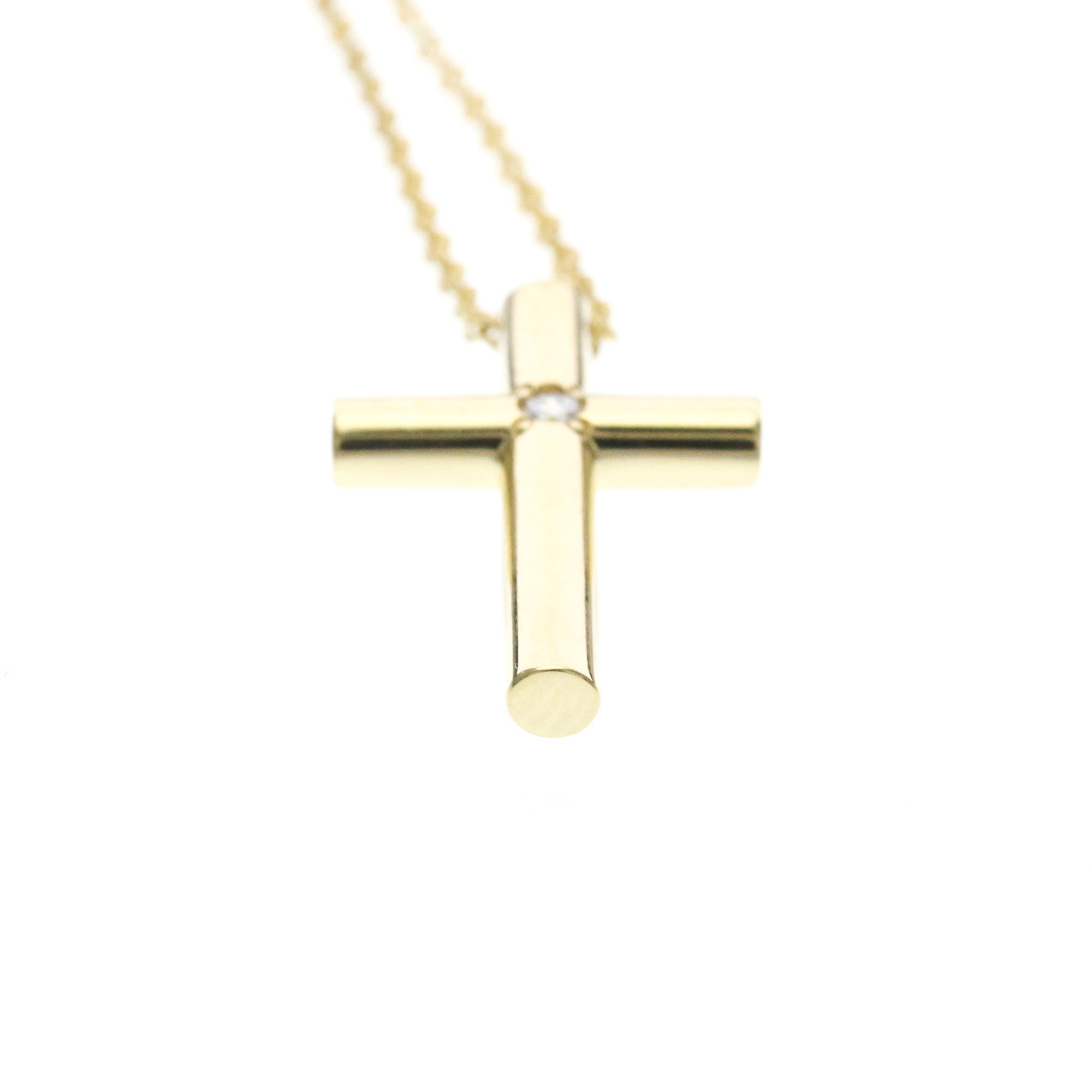 Tiffany & Co. Cross Pendant 18K Yellow Gold With Diamond Gold Yellow_Gold Necklace Jewelry (Pre-Owned)