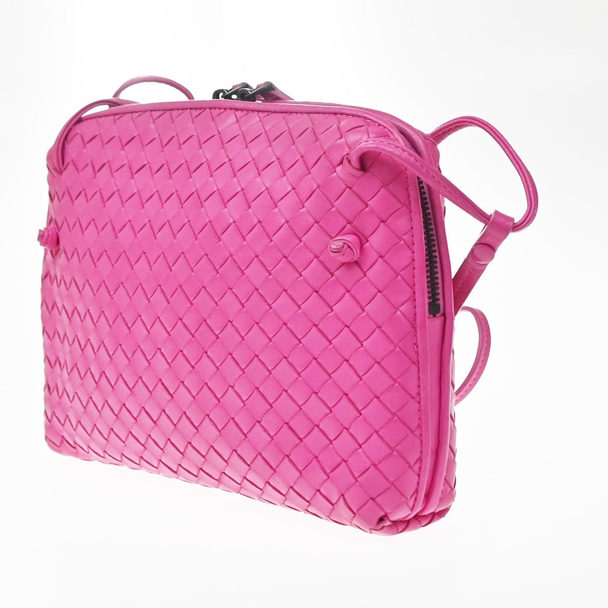 Bottega Veneta Nodini Intrecciato Nappa Pink Leather Shoulder Bag Bag (Pre-Owned)