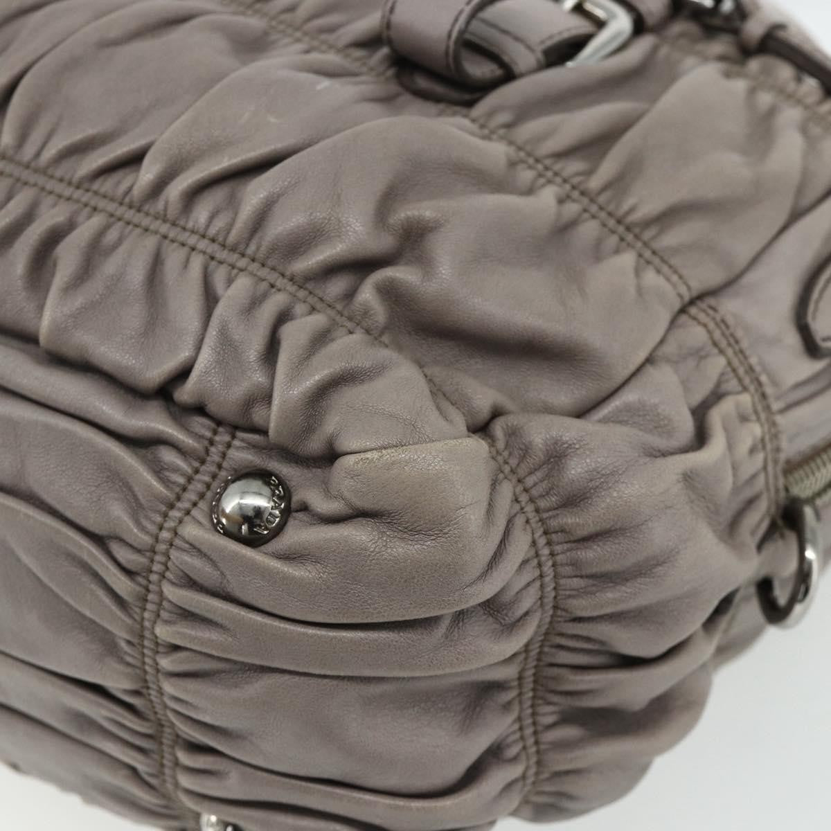 Prada Gaufre Convertible Satchel Nappa Leather Gray Leather Handbag (Pre-Owned)