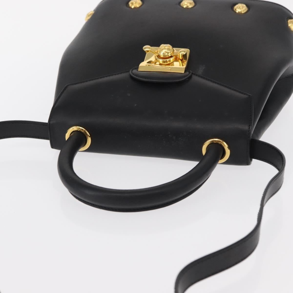 Salvatore Ferragamo Vintage Leather Black Leather Handbag (Pre-Owned)