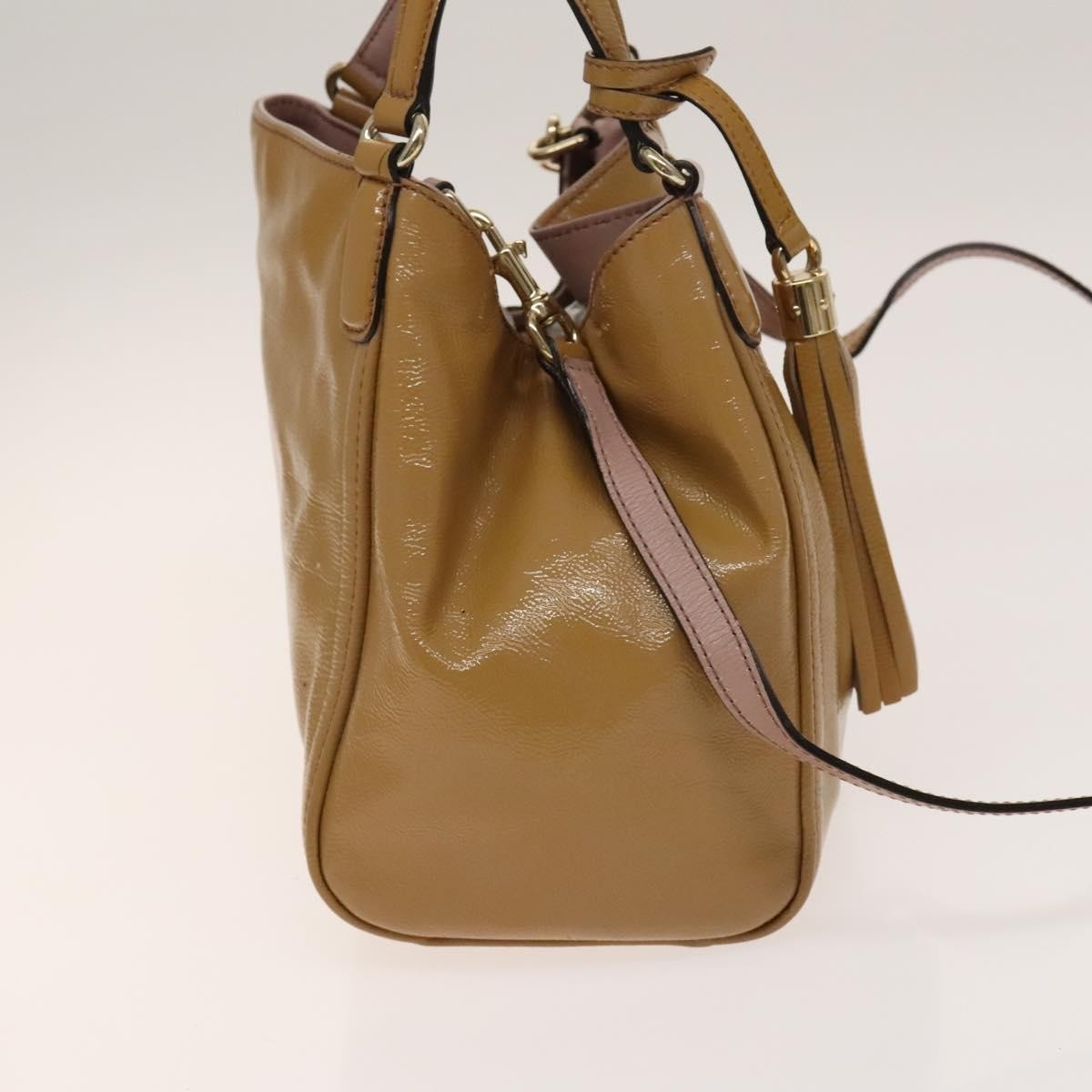 Gucci Soho Convertible Shoulder Patent Beige Patent_Leather Shoulder Bag Bag (Pre-Owned)