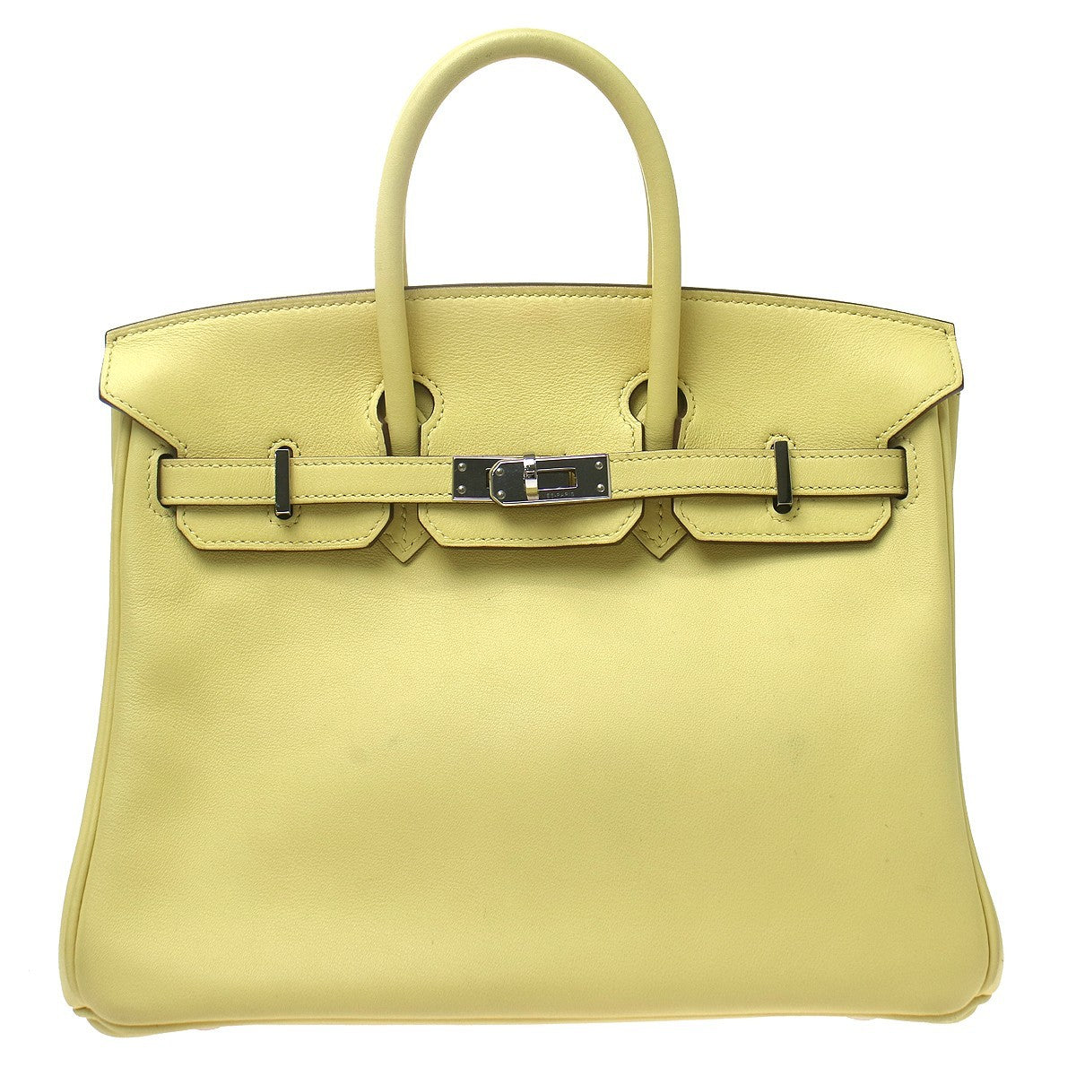 Hermes Birkin Yellow Swift With Palladium Hardware Yellow Leather Handbag (Pre-Owned)