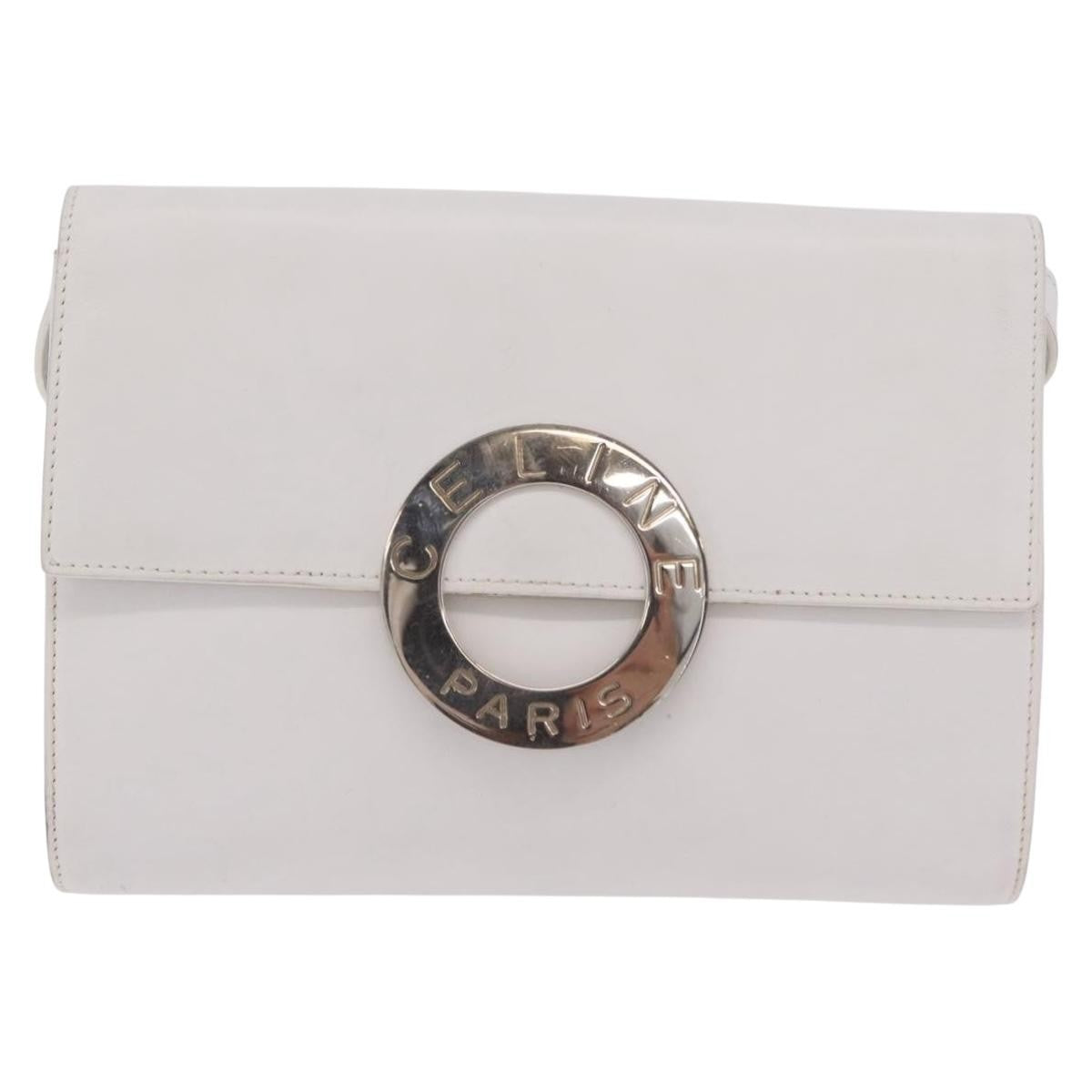 Celine Vintage Circle Logo Leather White Leather Crossbody Bag Bag (Pre-Owned)