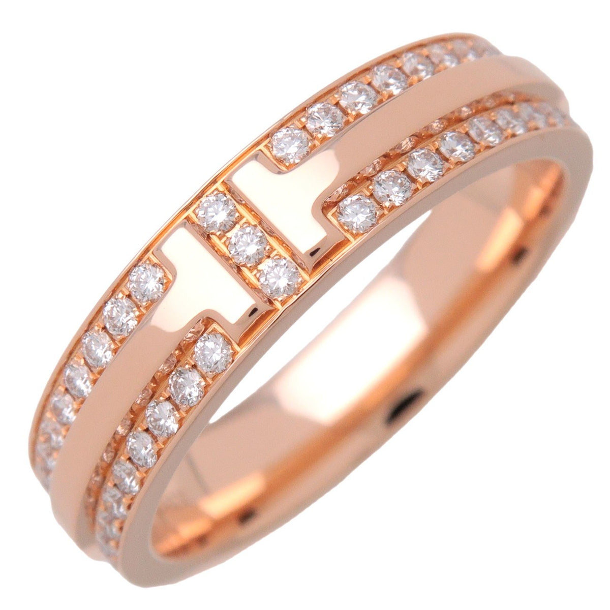 Tiffany & Co. T Two 18K Rose Gold And Diamonds Gold Rose_Gold Ring Jewelry (Pre-Owned)