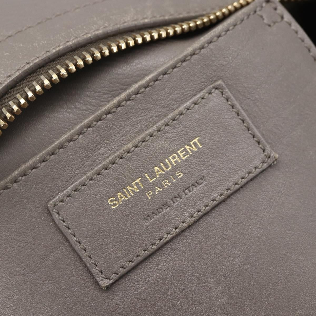Saint Laurent Classic Y Cabas Leather Gray Leather Tote Bag Bag (Pre-Owned)