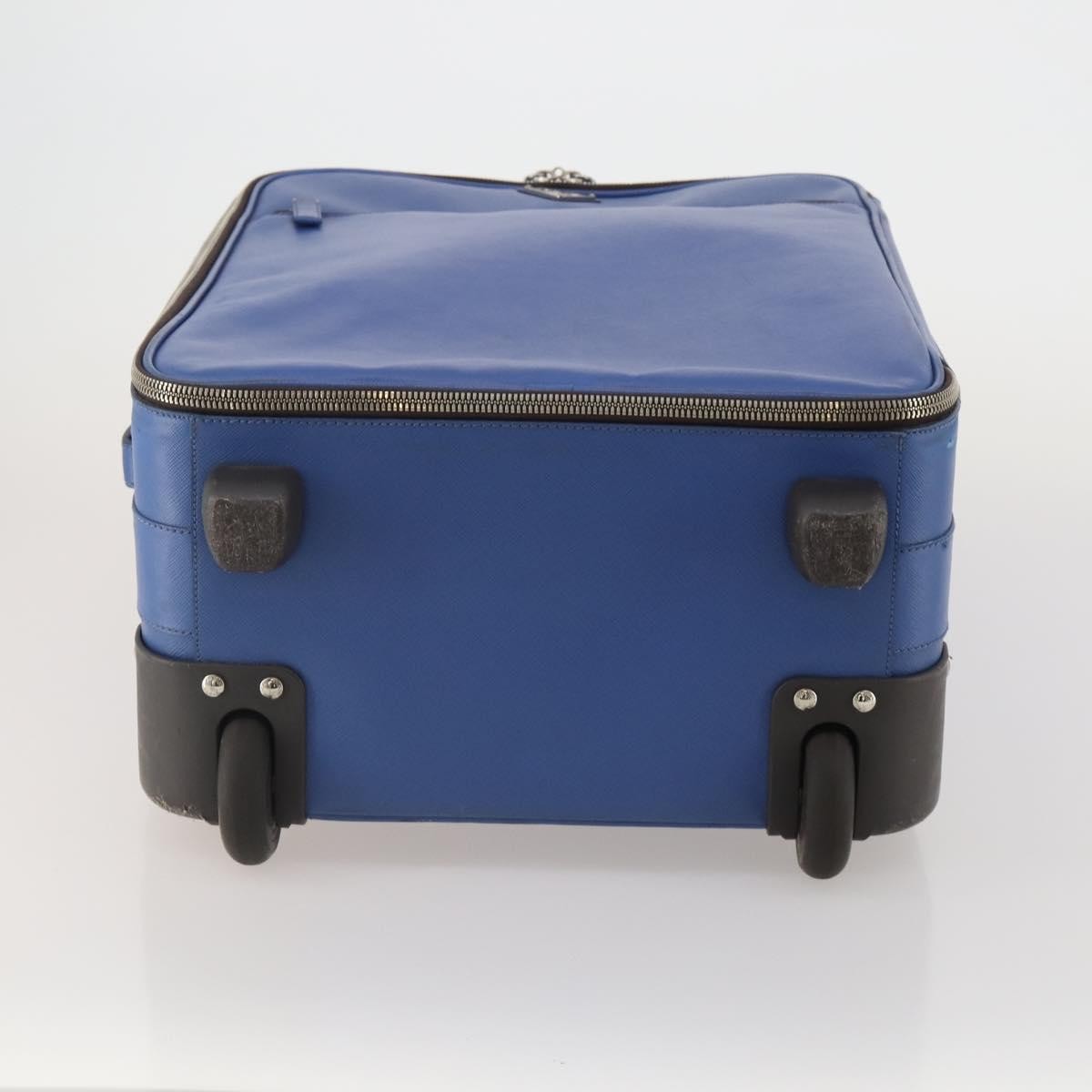 Prada Travel Saffiano Leather Blue Leather Travel Bag Bag (Pre-Owned)