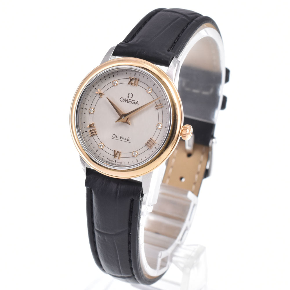 Omega De Ville Prestige Quartz Stainless Steel And Rose Gold With Diamond Markers Watch (Pre-Owned)
