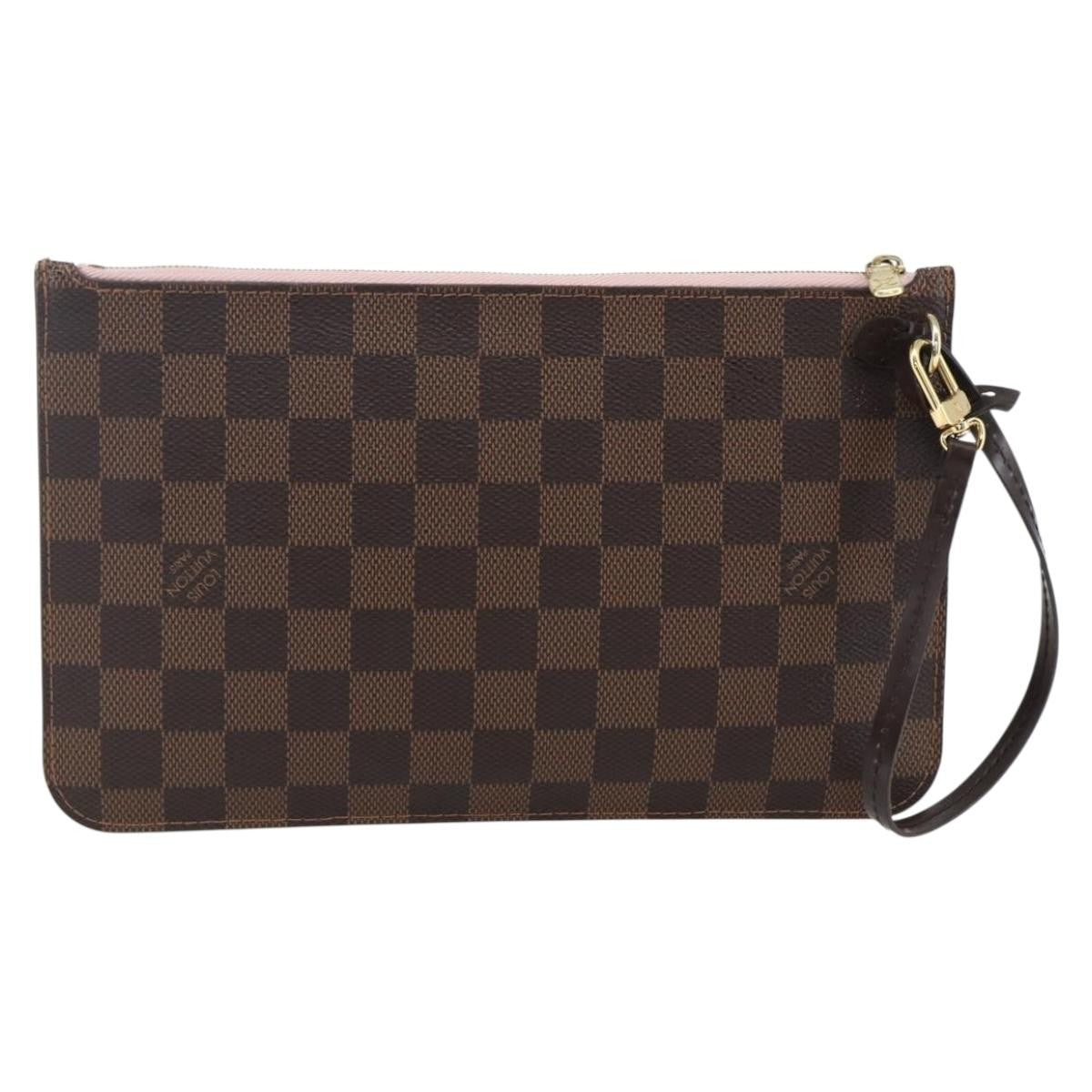 Louis Vuitton Neverfull Pochette Damier Ebene Brown Canvas Clutche & Pouche Bag (Pre-Owned)