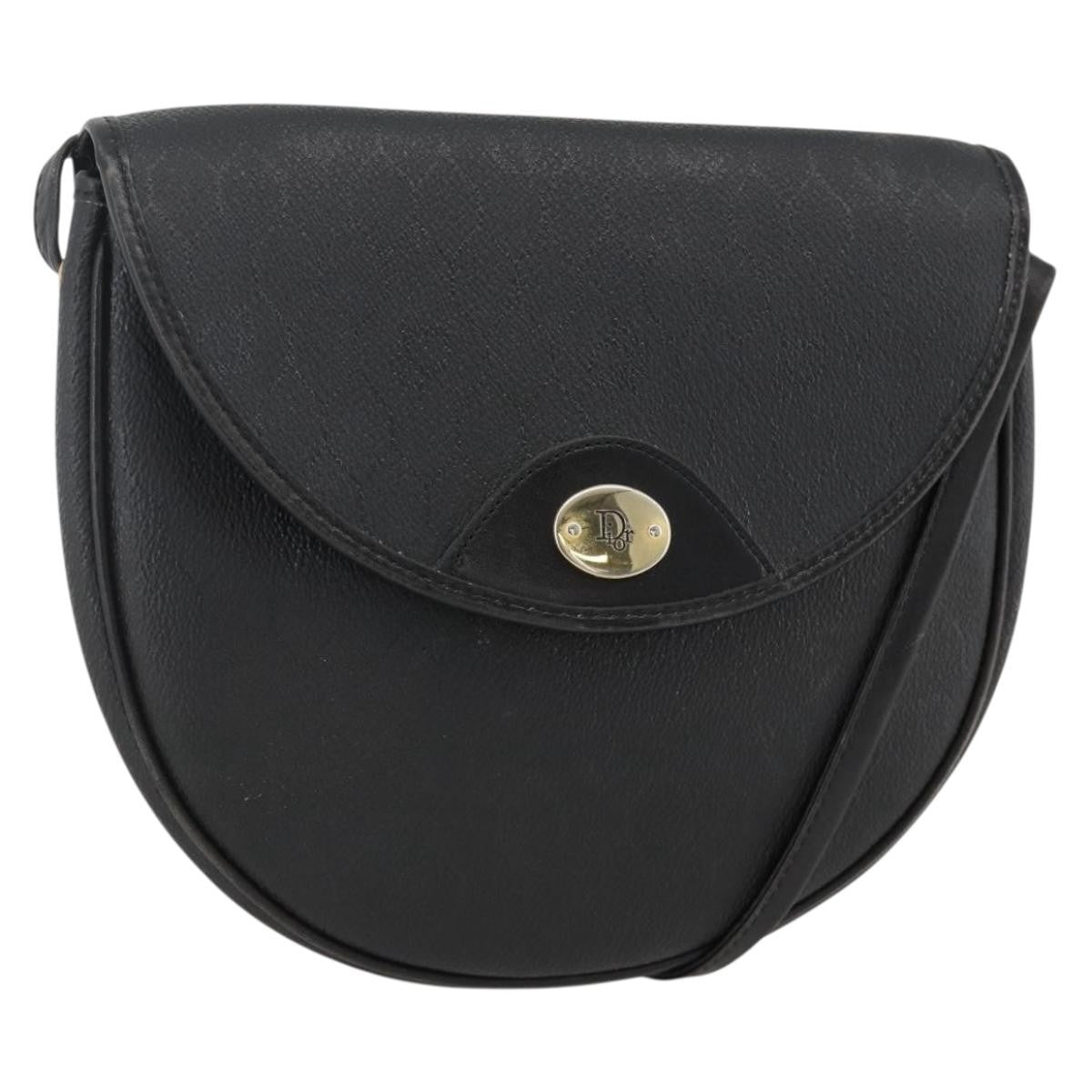 Christian Dior Vintage Honeycomb Flap Coated Canvas Black Canvas Shoulder Bag Bag (Pre-Owned)