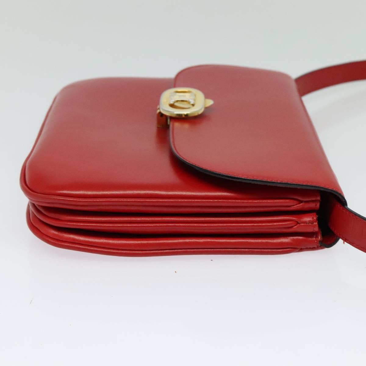 Celine Vintage Triomphe Shoulder Leather Red Leather Shoulder Bag Bag (Pre-Owned)