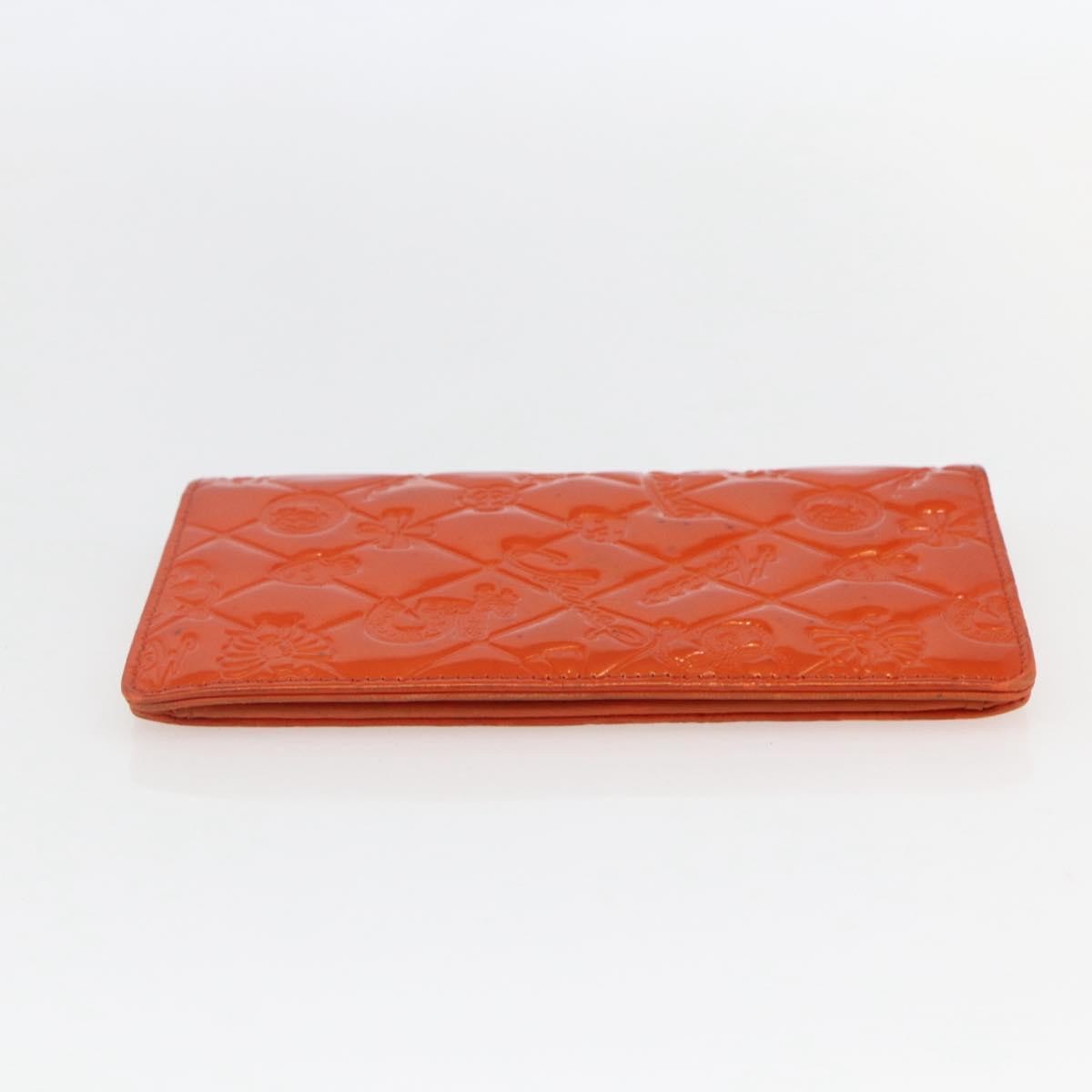 Chanel Lucky Symbols Yen Embossed Quilted Patent Orange Patent_Leather Wallets Accessory (Pre-Owned)