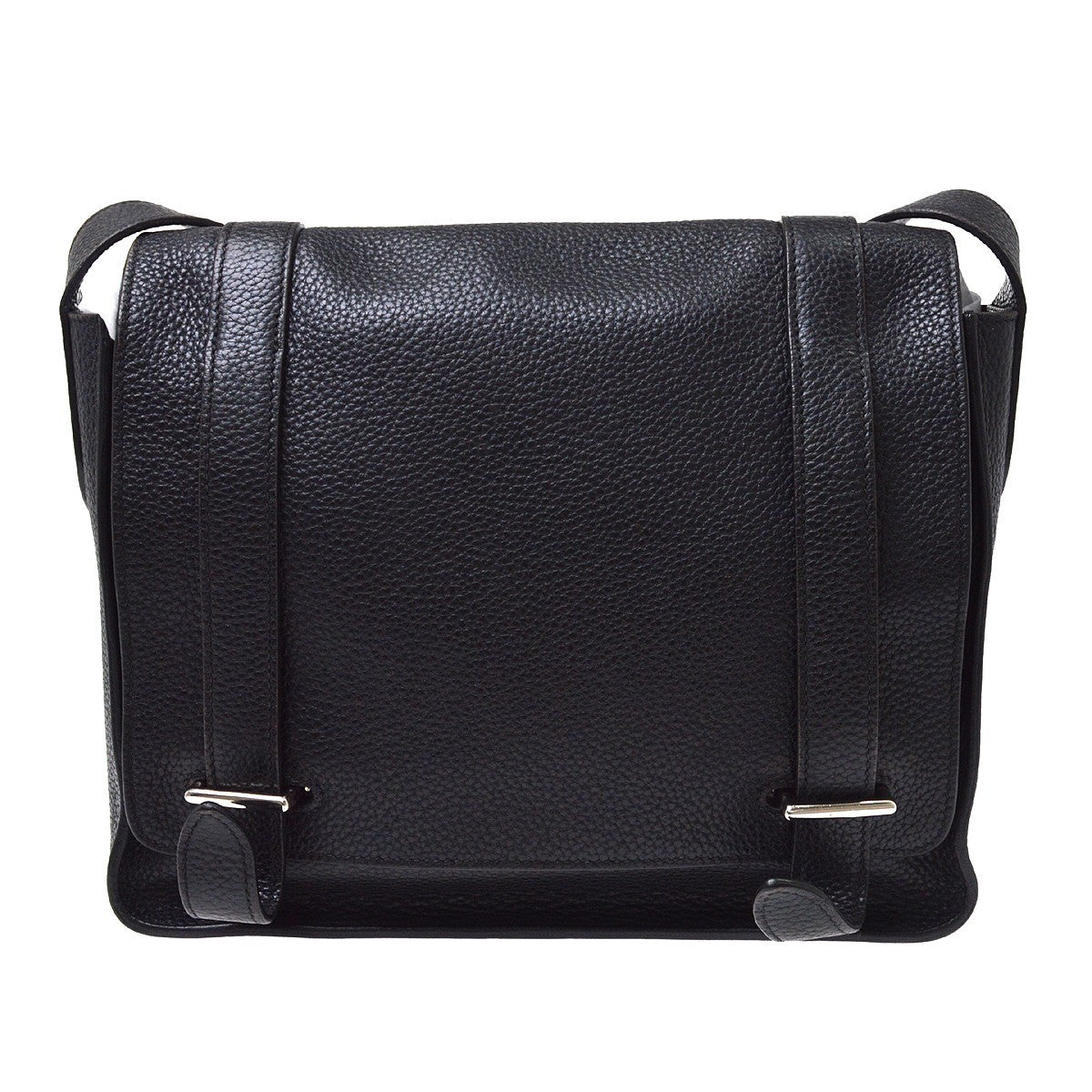 Hermes Steve Caporal Clemence Black Leather Shoulder Bag Bag (Pre-Owned)