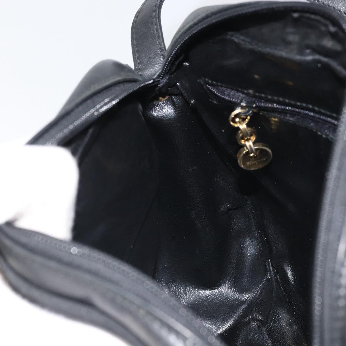 Salvatore Ferragamo Vara Bow Camera Leather Black Leather Shoulder Bag Bag (Pre-Owned)