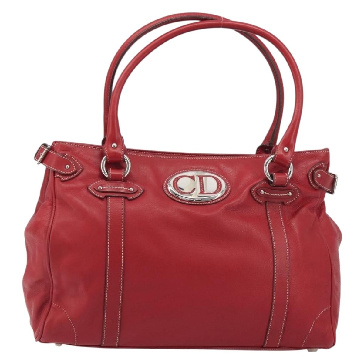 Christian Dior Cd Shoulder Bag Leather Red Leather Shoulder Bag Bag (Pre-Owned)