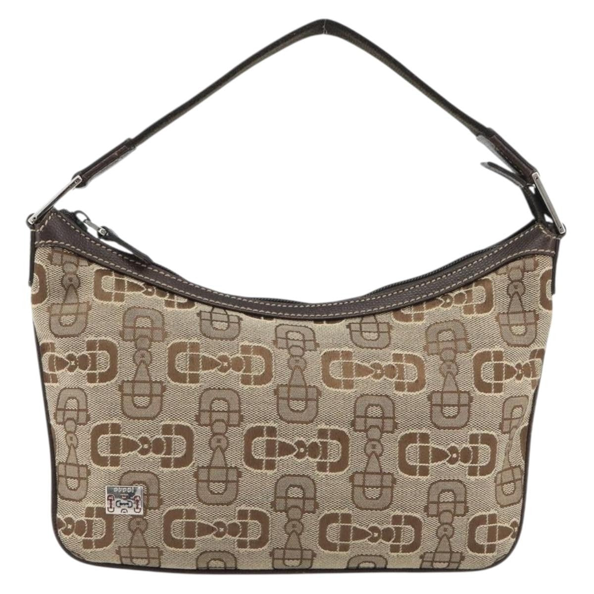 Gucci Vintage Top Handle Canvas Beige Canvas Handbag (Pre-Owned)