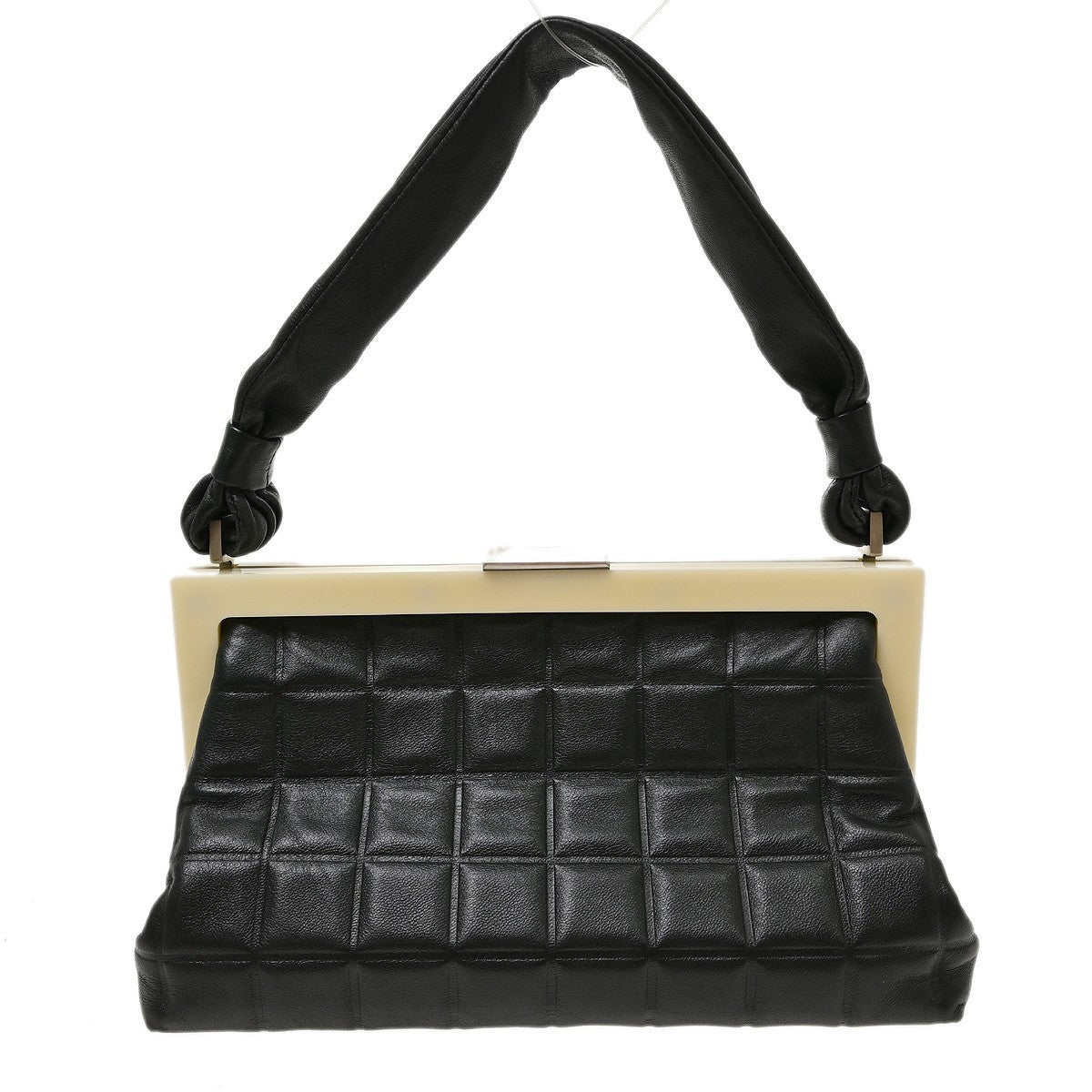 Chanel Chocolate Bar Frame Quilted Lambskin Black Leather Shoulder Bag Bag (Pre-Owned)