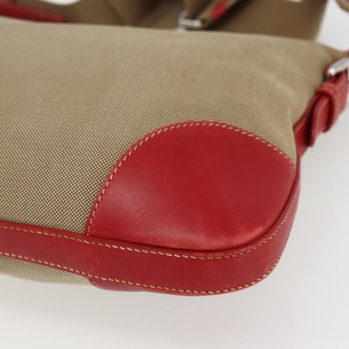 Prada Logo Zip Canvas Beige Canvas Shoulder Bag Bag (Pre-Owned)
