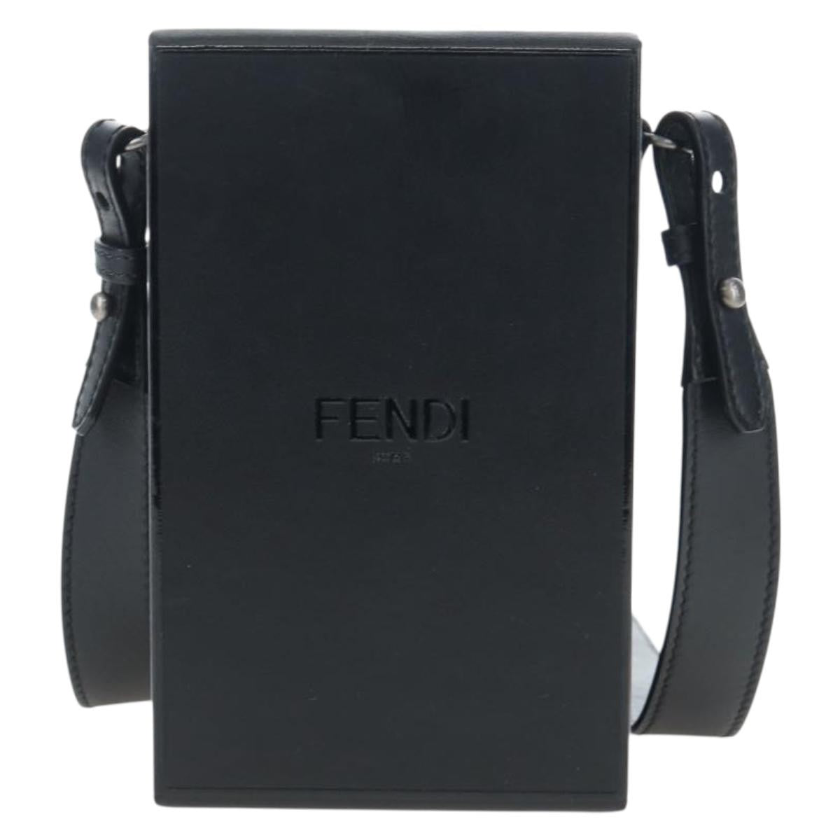 Fendi Logo Vertical Box Leather Black Leather Shoulder Bag Bag (Pre-Owned)