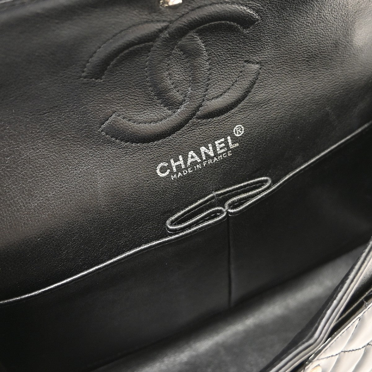 Chanel Timeless - Classic Double Flap Quilted Crinkled Patent Black Patent_Leather Shoulder Bag Bag (Pre-Owned)