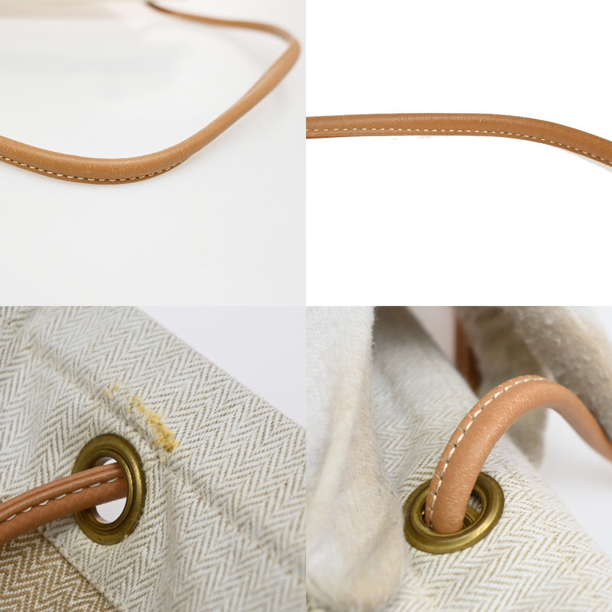 Hermes Aline Toile Beige Cotton Handbag (Pre-Owned)