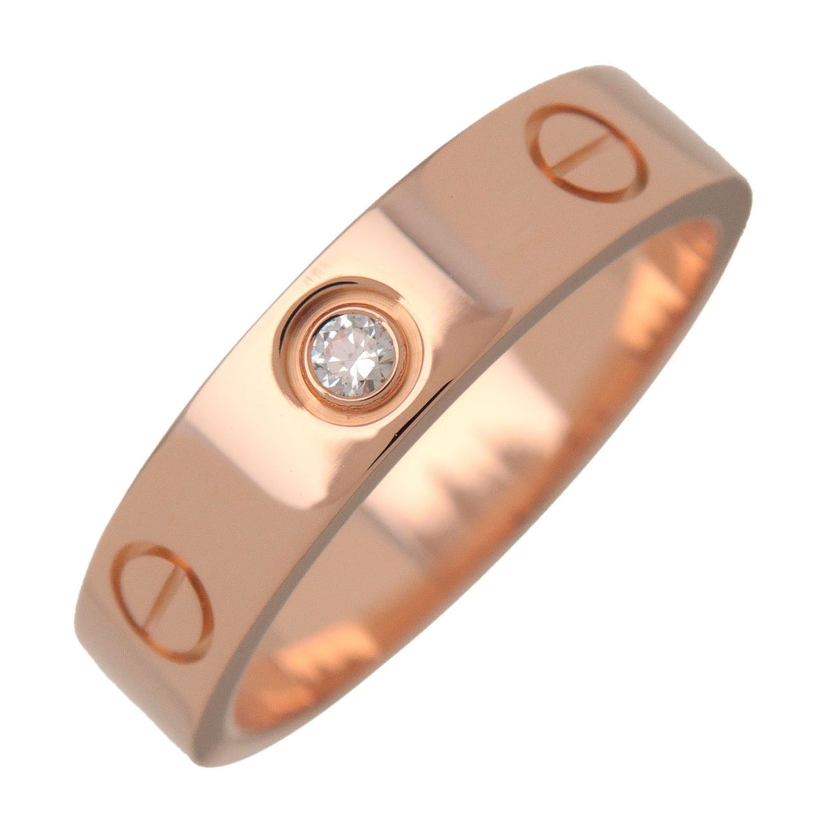 Cartier Love Wedding Band 1 Diamond 18K Rose Gold With Diamond Pink Rose_Gold Ring Jewelry (Pre-Owned)